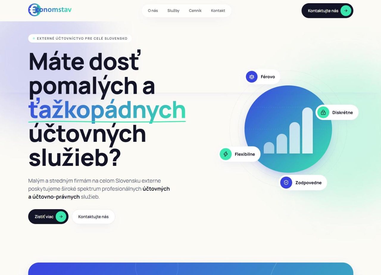 Úvodná stránka webu economstav.sk