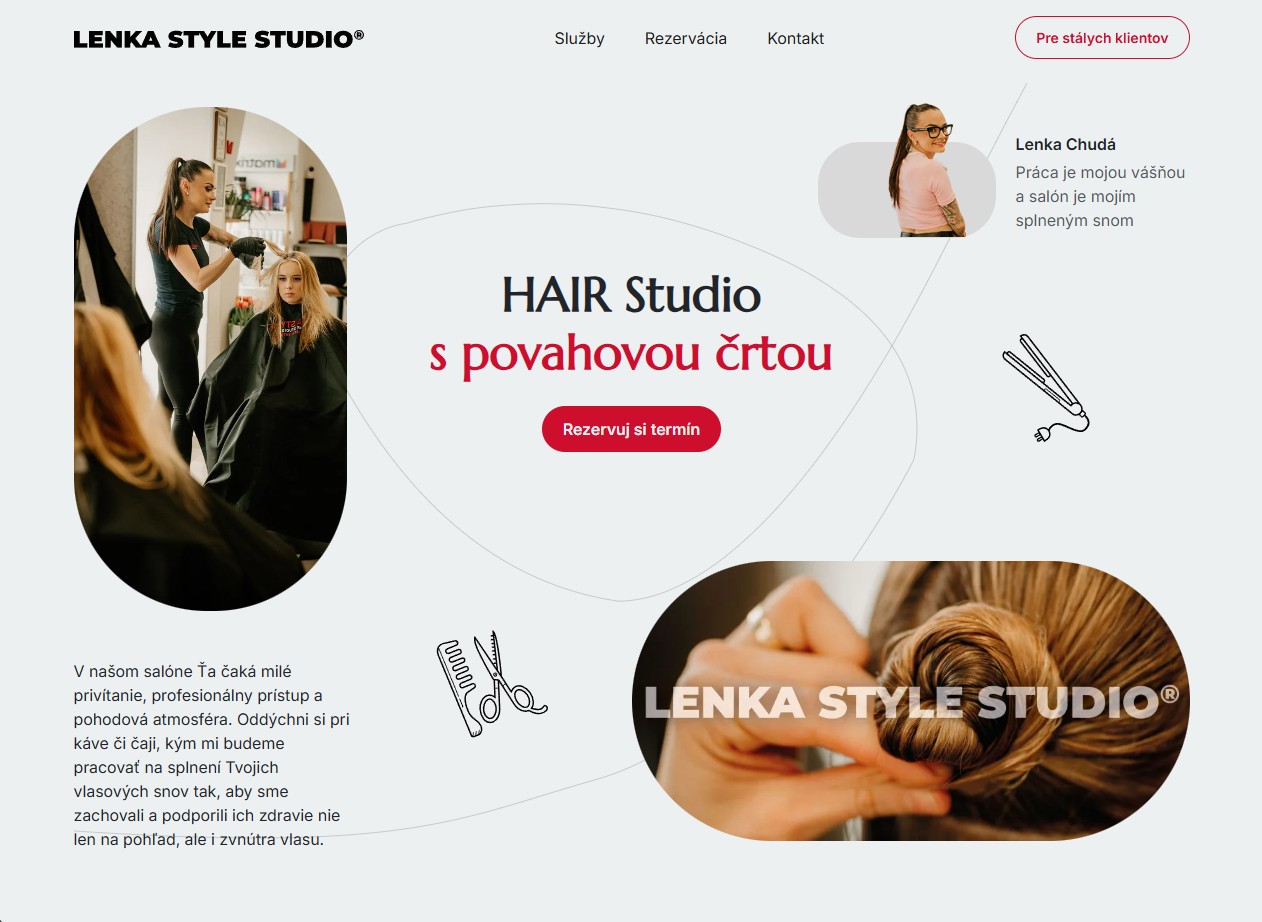 Úvodná stránka webu lenkastylestudio.sk